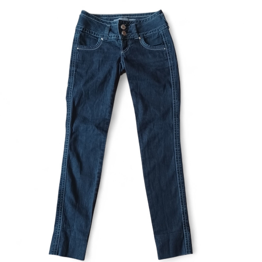 VTG Y2k Colcci Silver Lab Women's Low-Rise Skinny Jeans‎ Size 2 Dark Wash Brazil